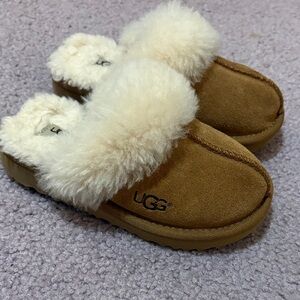 UGG Kids Brown Slippers with Plush Cream Lining